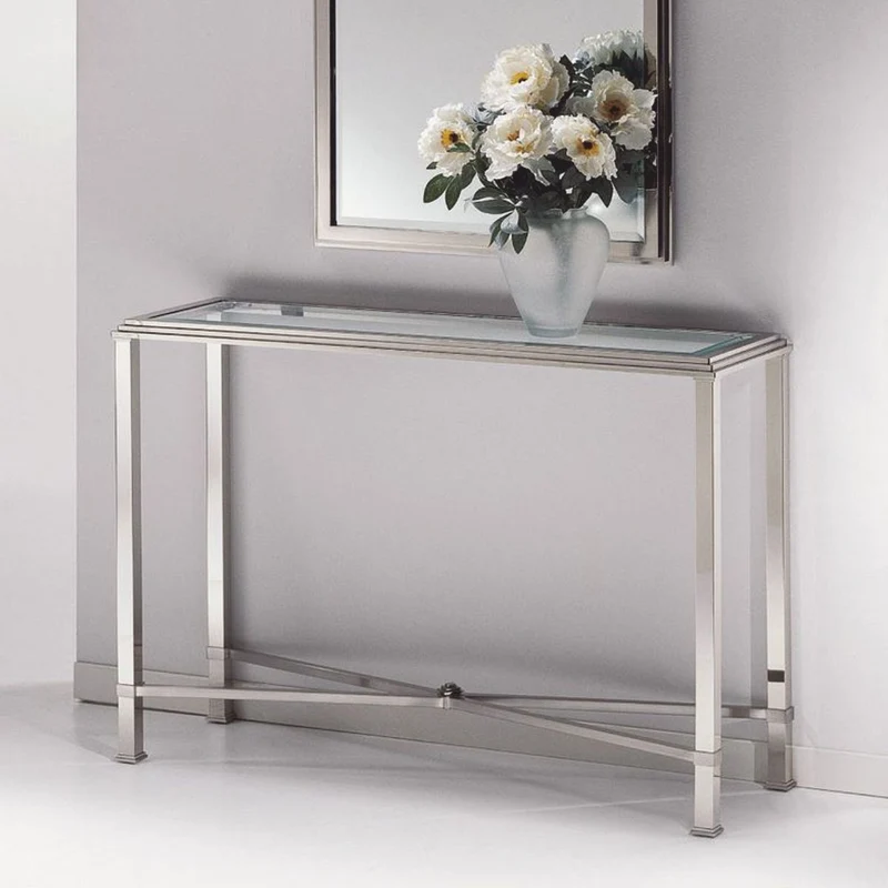 Casa Padrino Luxus Messing Konsole Silber 105 x 35 x H. 81 cm - Made in Italy
