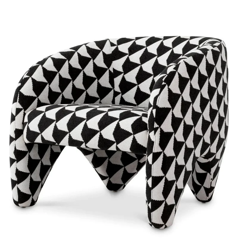 Casa Padrino Luxus Sessel mit Muster Schwarz / Weiß 78 x 78 x H. 72 cm - Luxus Möbel