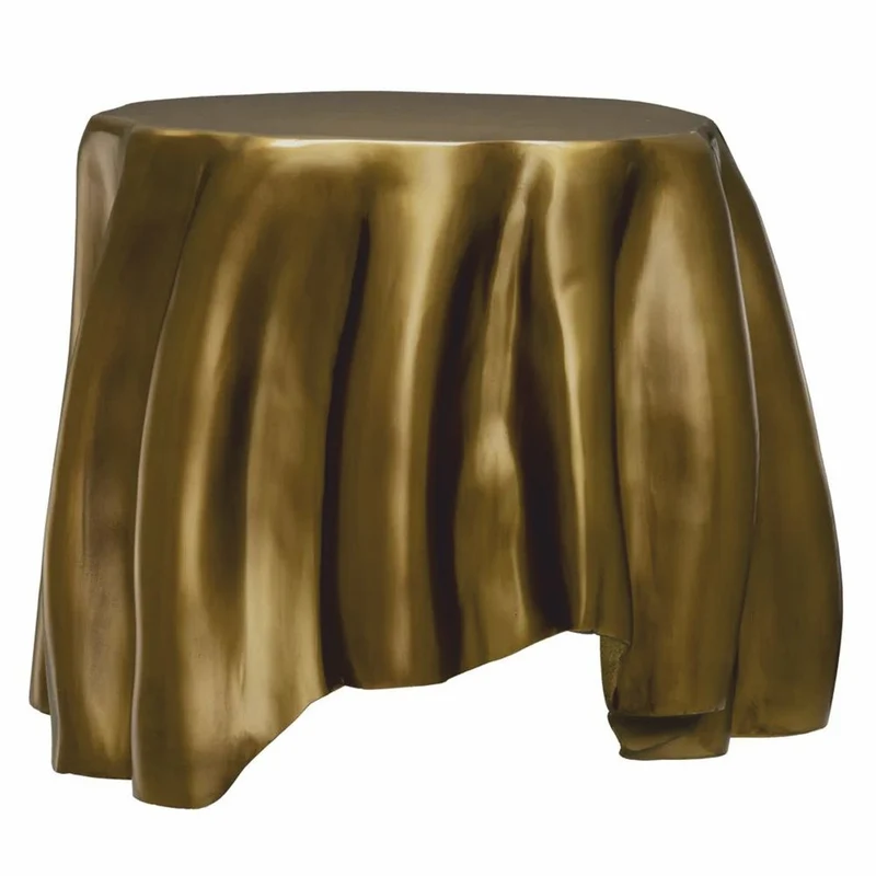 Casa Padrino Luxus Aluminium Beistelltisch Vintage Messing 65 x 57 x H. 45,5 cm - Luxus Möbel