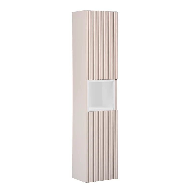 Colonne murale 2 portes 1 niche Riva Cachemire et Blanc