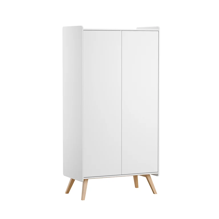 Commode 3 tiroirs et armoire 2 portes Vox Vintage Blanc et Bois