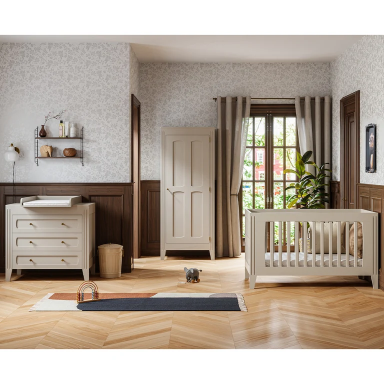 Lit évolutif 70x140 et commode 3 tiroirs Vox Milenne Cachemire