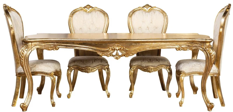 Casa Padrino Luxus Barock Esszimmer Set Gold / Weiß - Barock Esszimmer Möbel
