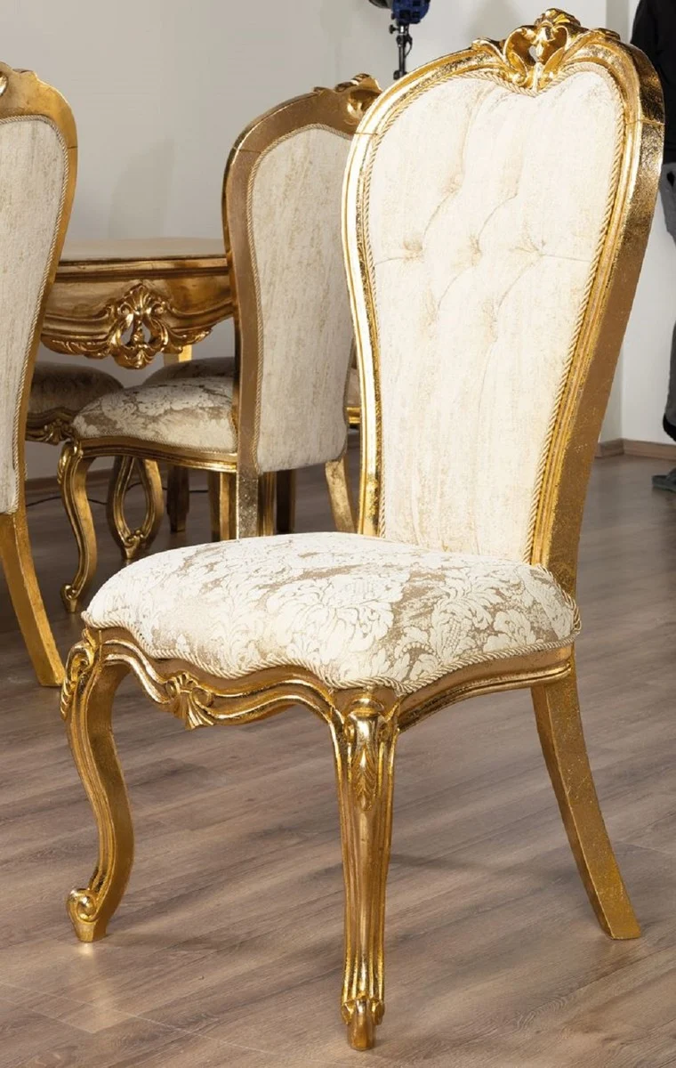 Casa Padrino Luxus Barock Esszimmer Set Gold / Weiß - Barock Esszimmer Möbel