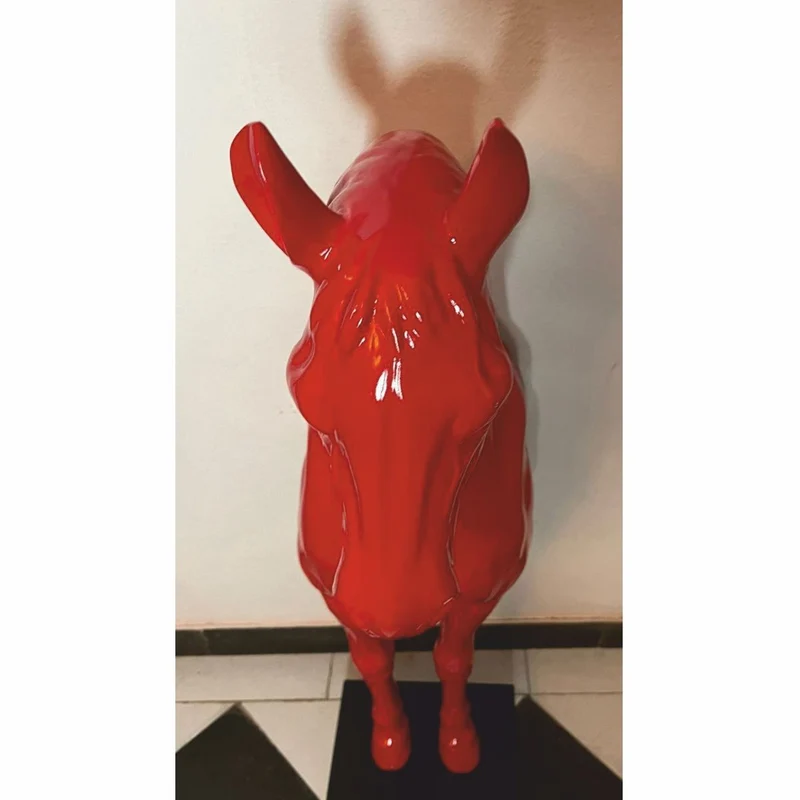 Casa Padrino Wanddeko Skulptur Pferd Rot / Schwarz H. 96 cm - Deko Figur