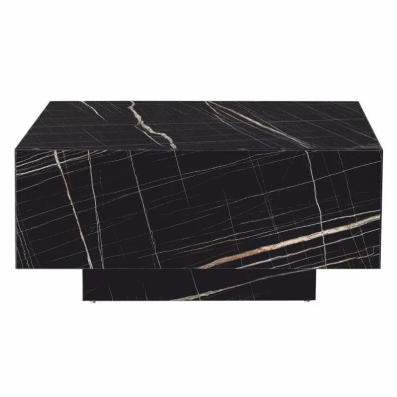 Casa Padrino Luxus Couchtisch in Marmoroptik Schwarz 104 cm - Wohnzimmer Möbel