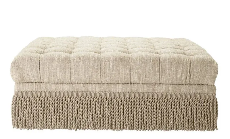 Casa Padrino Luxus Chesterfield Hocker Creme 125 x 125 x H. 47 cm - Quadratischer Fußhocker