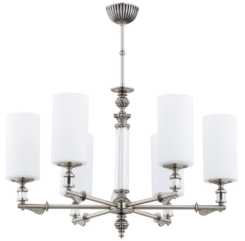 Casa Padrino Luxus Barock Kronleuchter Silber / Weiß Ø 69 x H. 70 cm