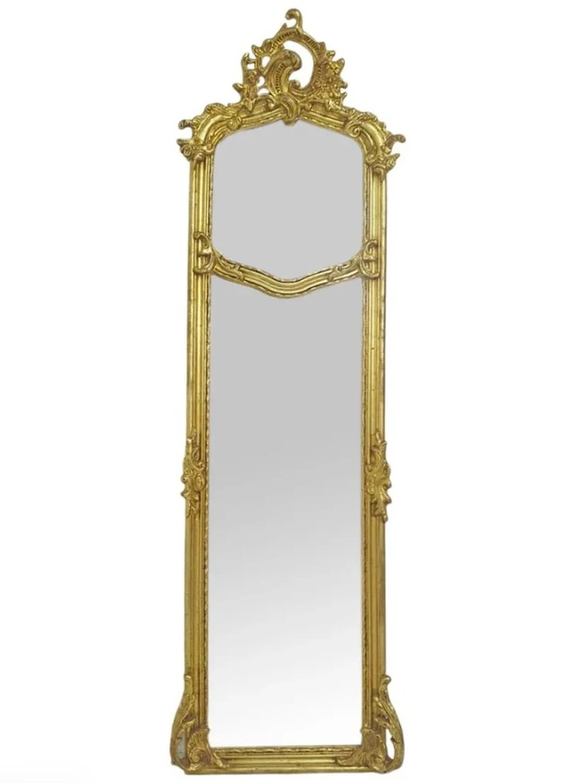 Casa Padrino Barock Spiegel Antik Gold 50 x H. 170 cm - Handgefertigter Antik Stil Wandspiegel - Barock Möbel