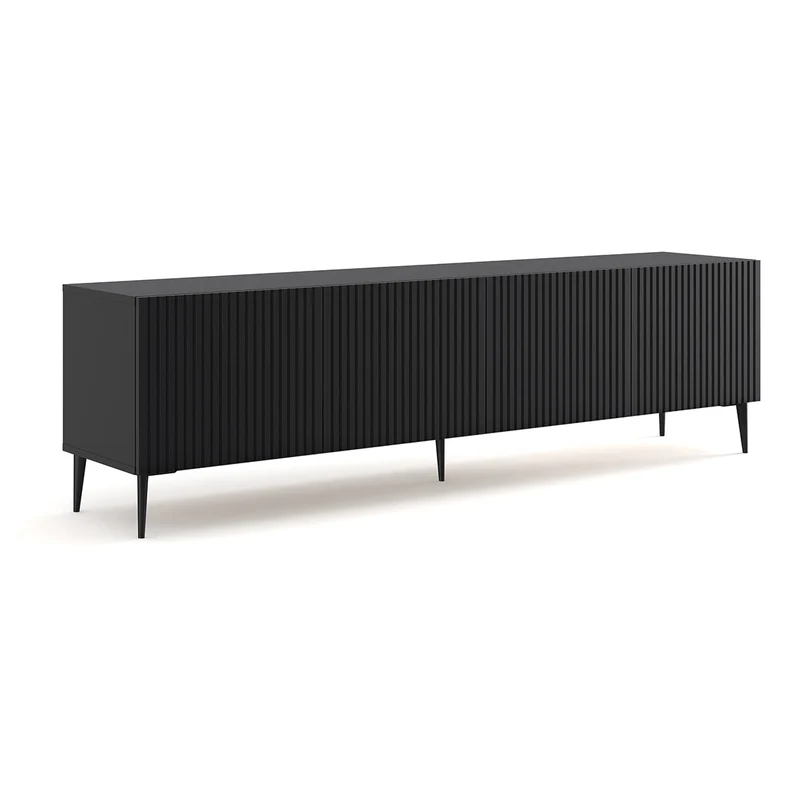 Meuble TV 4 portes 200 cm Philaé Noir