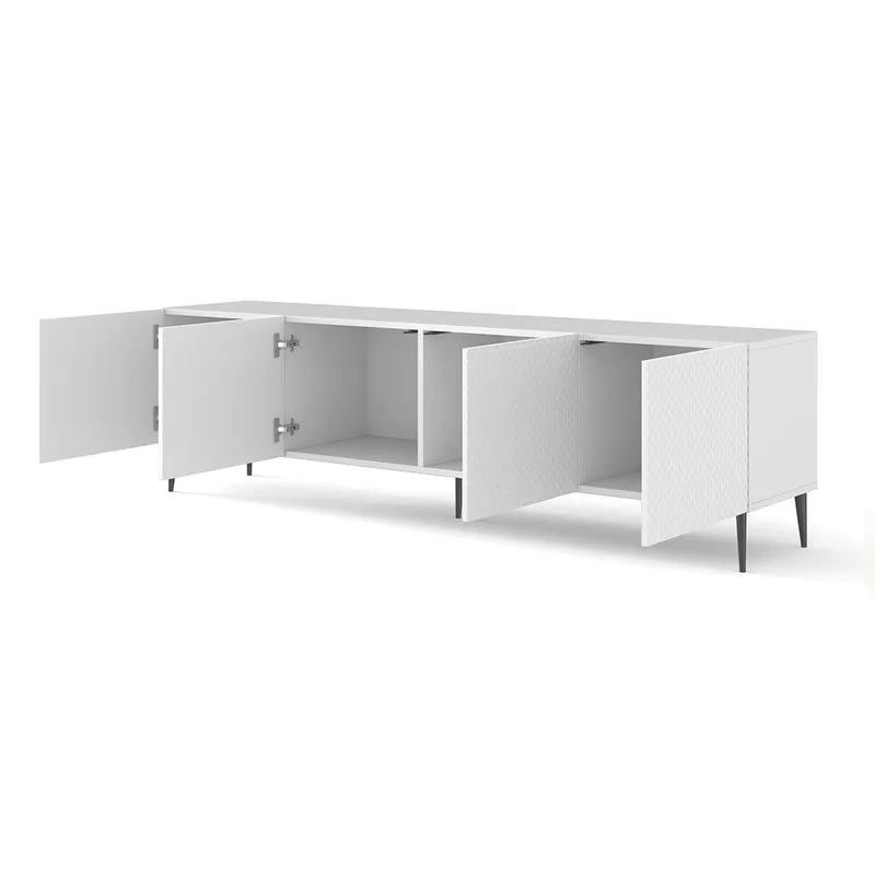 Meuble TV 4 portes 200 cm Philaé Blanc