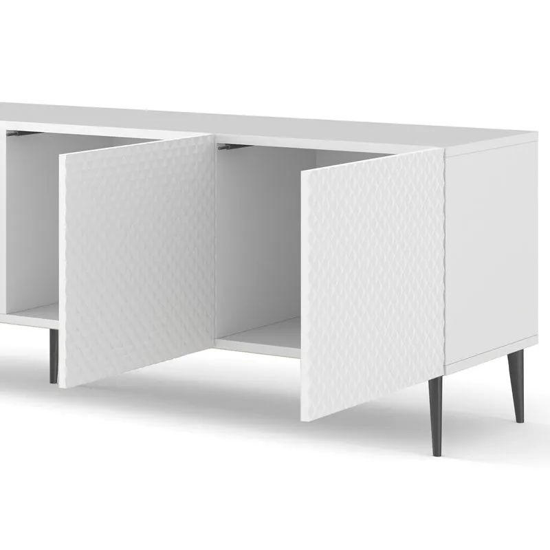 Meuble TV 4 portes 200 cm Philaé Blanc