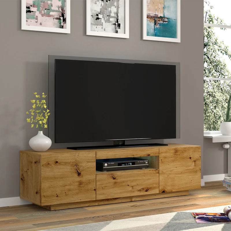Meuble TV mural 3 portes 150 cm Aurus Bois
