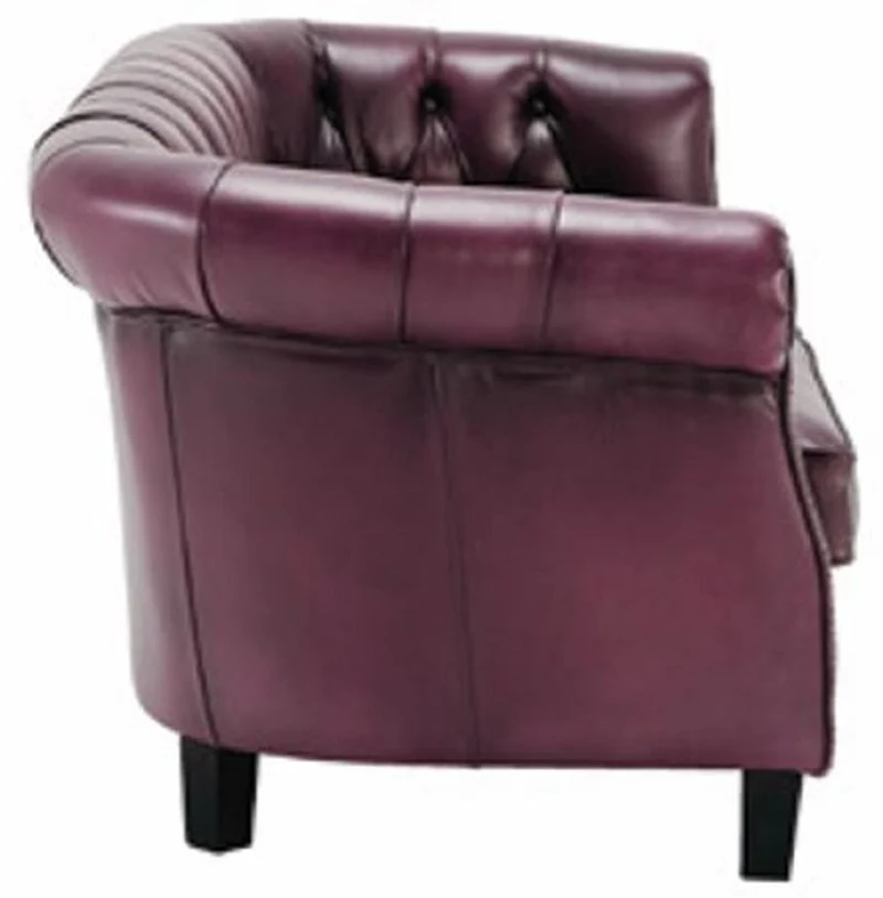 Casa Padrino Luxus Chesterfield Echtleder Sofa Lila / Schwarz 160 cm - Echtleder Möbel