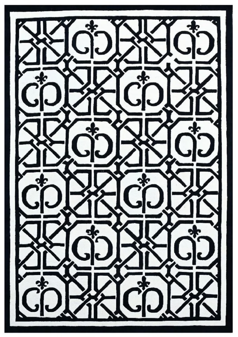 Casa Padrino Luxus Barock Teppich Weiß / Schwarz - Verschiedene Größen