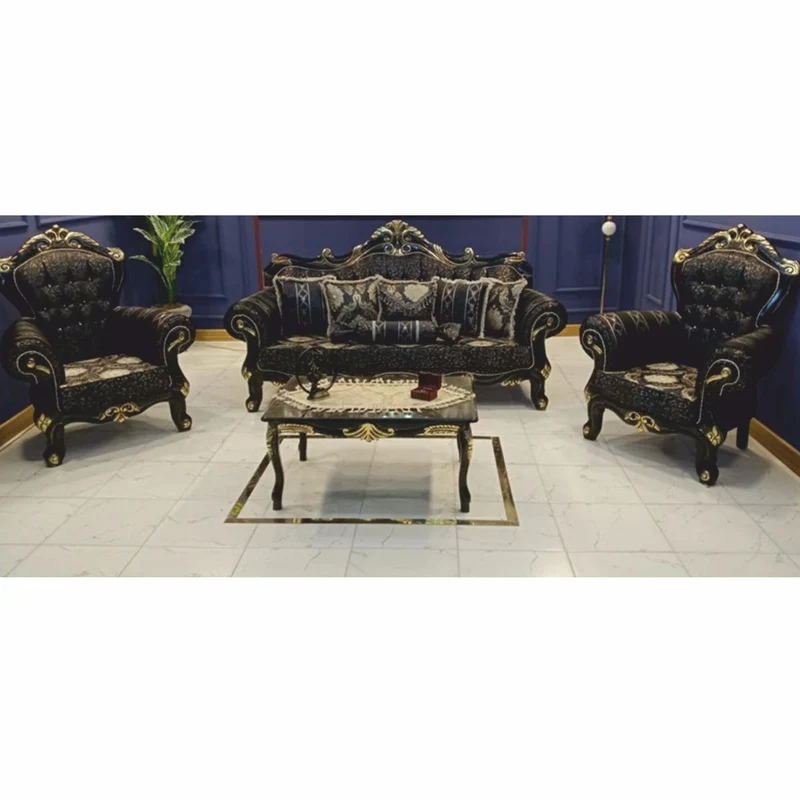Casa Padrino Barock Wohnzimmer Möbel Set Schwarz / Gold - Barockstil Möbel