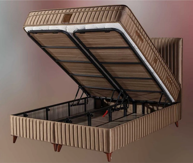 Casa Padrino Luxus Doppelbett mit Matratze Braun 180 x 200 cm - Schlafzimmer Möbel