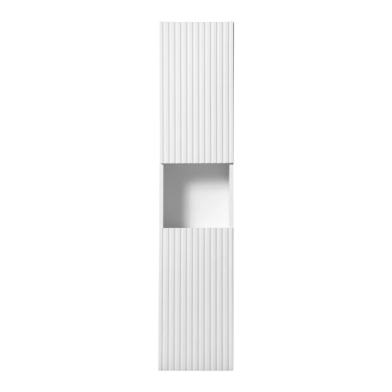 Colonne murale 2 portes 1 niche Riva Blanc et Bois