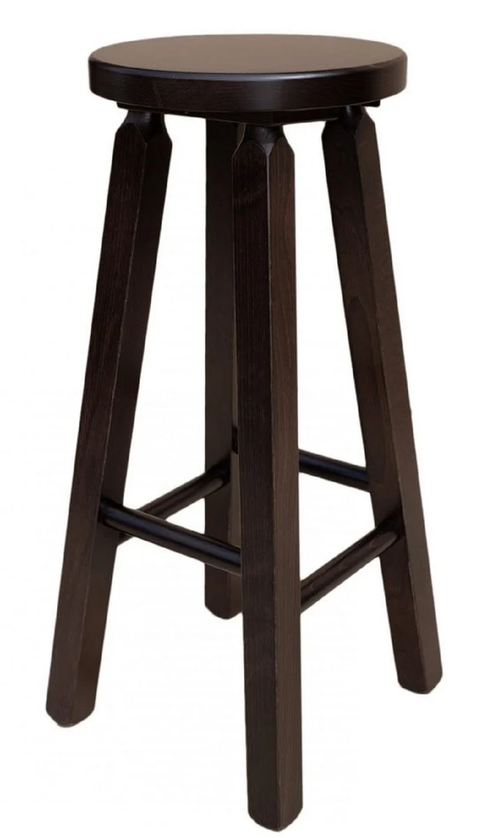 Casa Padrino Landhausstil Massivholz Barhocker Dunkelbraun H. 80 cm - Bar Möbel