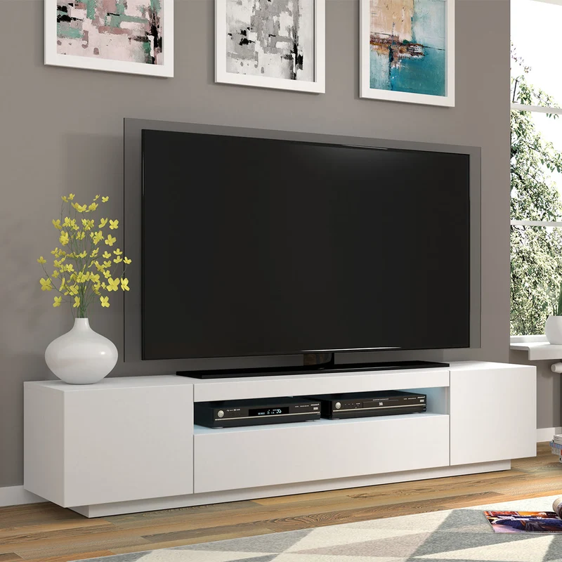 Meuble TV mural 3 portes 200 cm Aurus Blanc