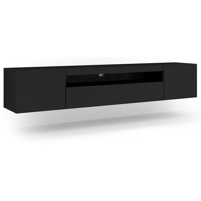 Meuble TV mural 3 portes 200 cm Aurus Noir