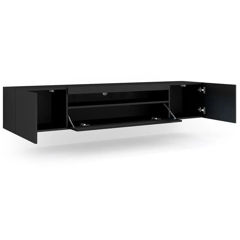 Meuble TV mural 3 portes 200 cm Aurus Noir