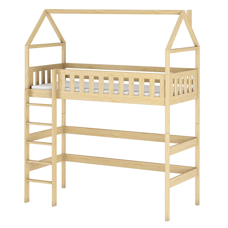 Lit cabane mi-hauteur 90x200 sommier inclus Maël Bois