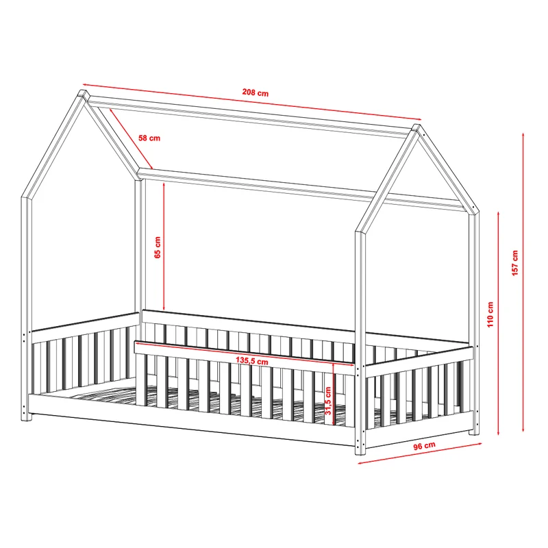 Lit cabane 90x200 sommier inclus Maya Blanc