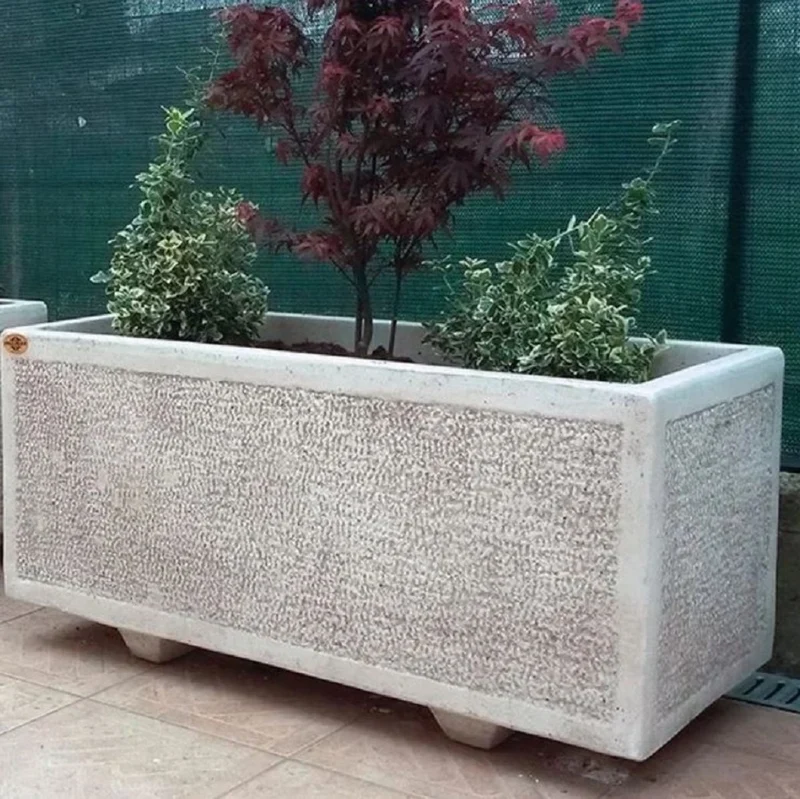 Casa Padrino Blumenkübel Grau 92 x 35 x H. 40 cm - Rechteckiger Pflanzkübel