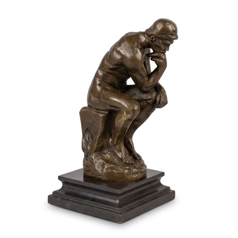 Casa Padrino Art Deco Bronze Deko Figur Der Denker Bronze / Schwarz H. 26 cm