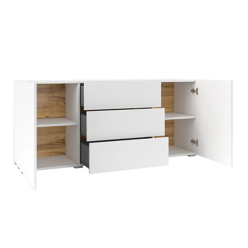 Buffet 2 portes 3 tiroirs Glora Blanc