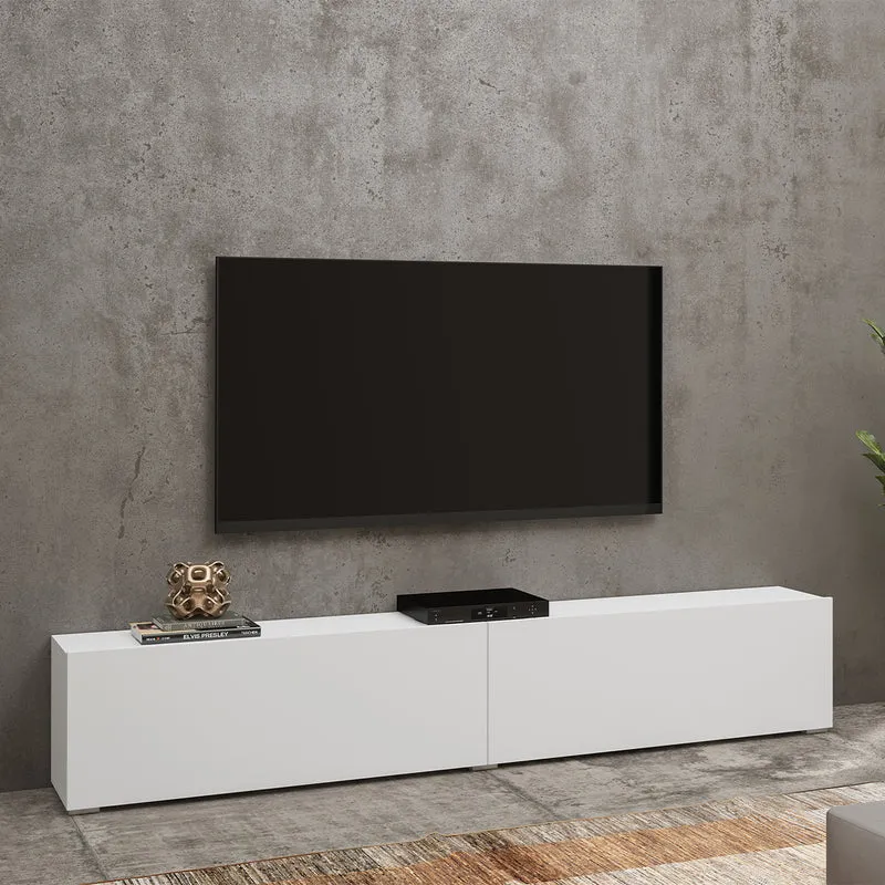 Meuble TV 2 portes 180 cm Glora Blanc