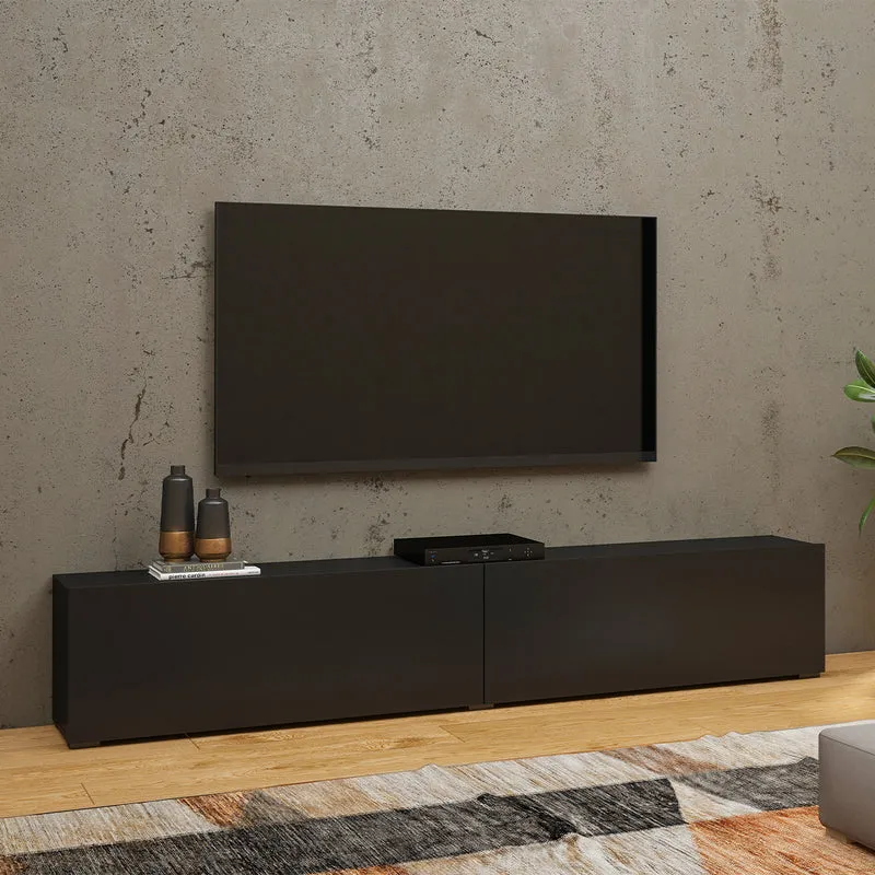 Meuble TV 2 portes 180 cm Glora Noir