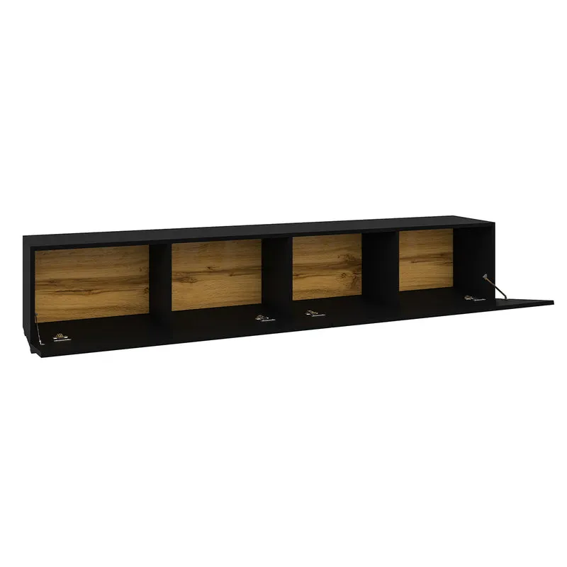 Meuble TV 2 portes 180 cm Glora Noir
