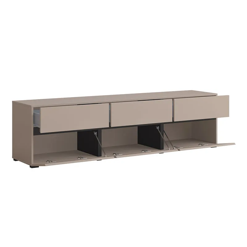 Meuble TV 3 portes 180 cm Lilia Taupe