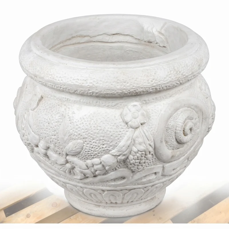Casa Padrino Barock Garten Deko Blumentopf Grau H. 66 cm