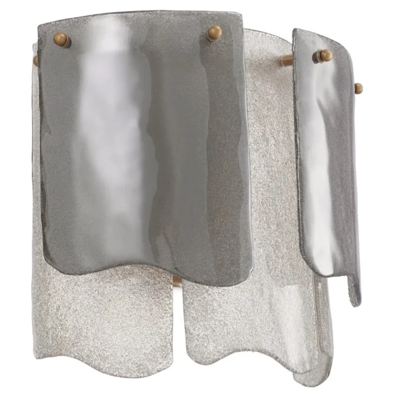 Casa Padrino Luxus Hotel / Restaurant Wandleuchte Antik Messing Finish / Rauchglas - B. 39 cm x T. 24 cm x H. 36 cm