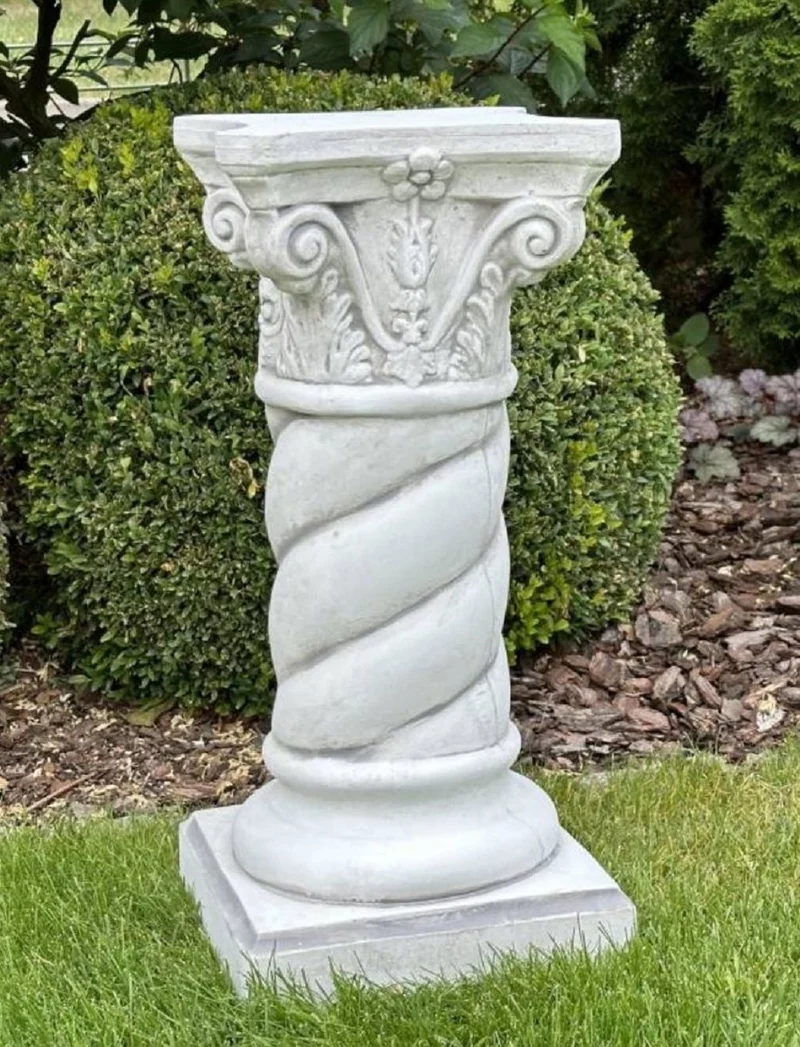Casa Padrino Barock Garten Deko Säule Grau H. 70 cm - Barockstil Garten Deko