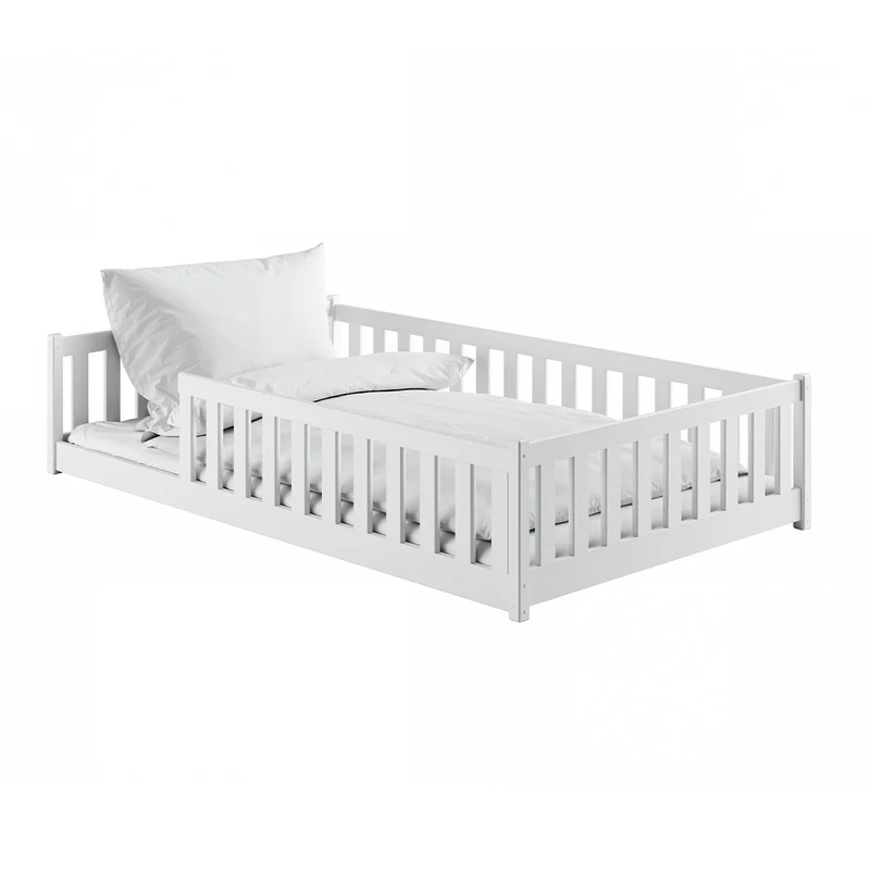 Lit au sol 120x200 sommier inclus Maya Blanc
