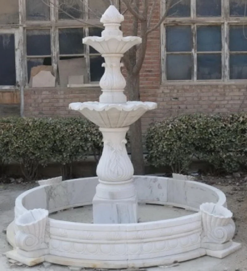 Casa Padrino Luxus Barock Marmor Springbrunnen Weiß Ø 245 x H. 210 cm