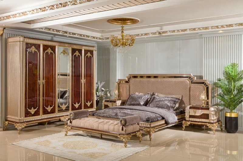 Casa Padrino Luxus Barock Sitzbank Grau / Dunkelbraun / Gold - Barock Möbel