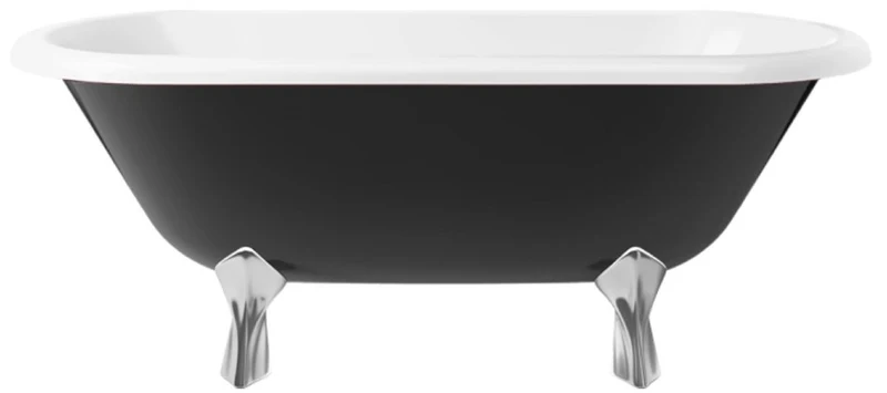 Casa Padrino Jugendstil Badewanne Schwarz / Weiß / Silber 170 cm - Freistehende Retro Stil Badewanne