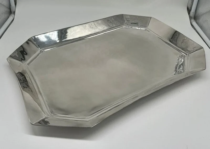 Casa Padrino Luxus Messing Serviertablett Silber 46 cm - Gastronomie Accessoires