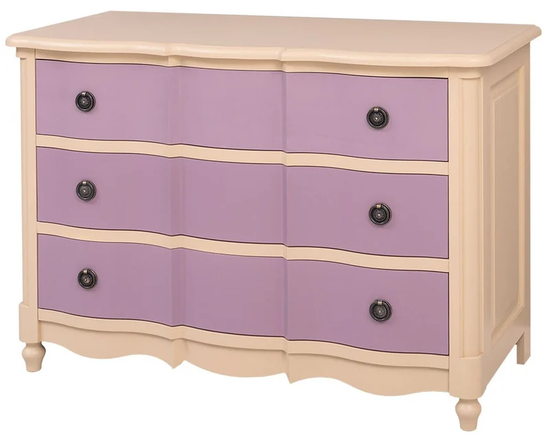 Casa Padrino Landhausstil Kommode mit 3 Schubladen Beige / Lila 130 cm - Landhausstil Möbel