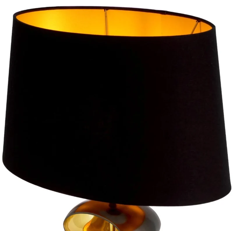 Casa Padrino Luxus Tischleuchte mit Lampenschirm Schwarz / gold Ø 16 x H. 69 cm