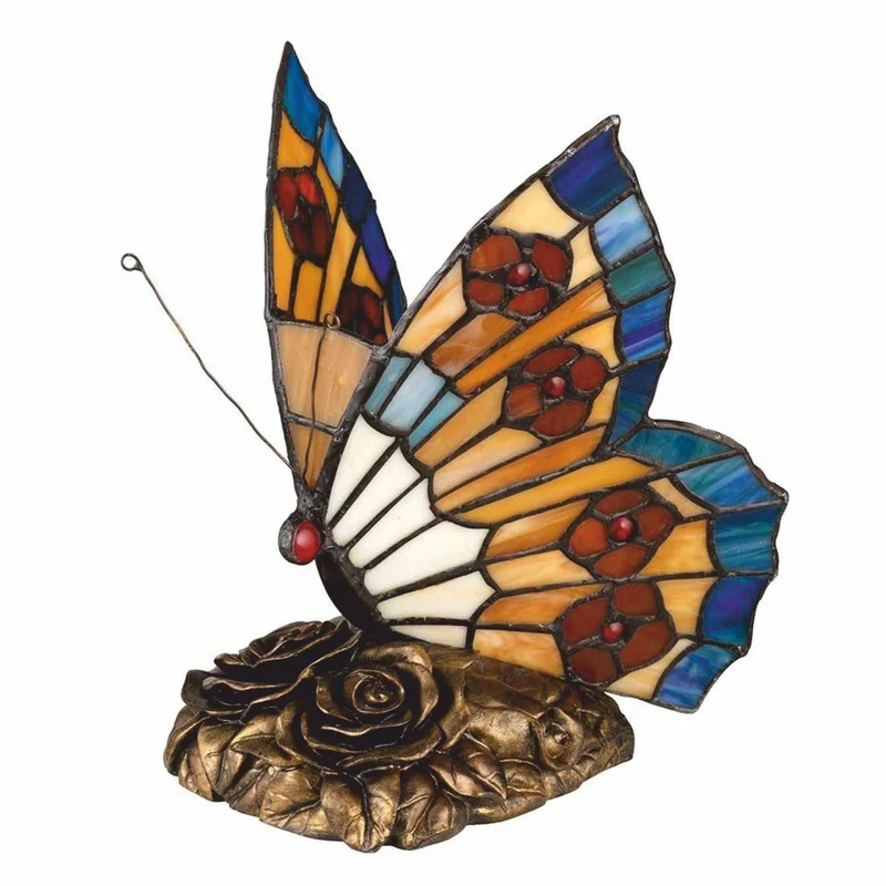Casa Padrino Luxus Tiffany LED Tischleuchte Schmetterling Bunt / Bronze - Tiffany Deko Leuchten