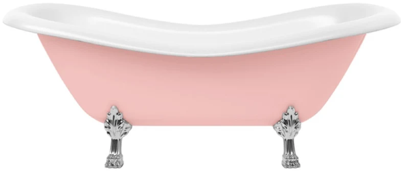 Casa Padrino Jugendstil Badewanne Rosa / Weiß / Silber 188 cm - Freistehende Retro Stil Badewanne