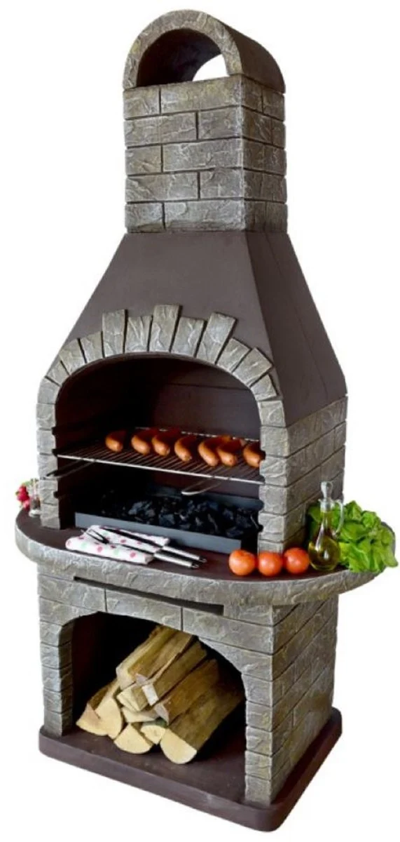 Casa Padrino Luxus Beton Gartengrill Grau / Braun 110 x 68 x H. 197 cm