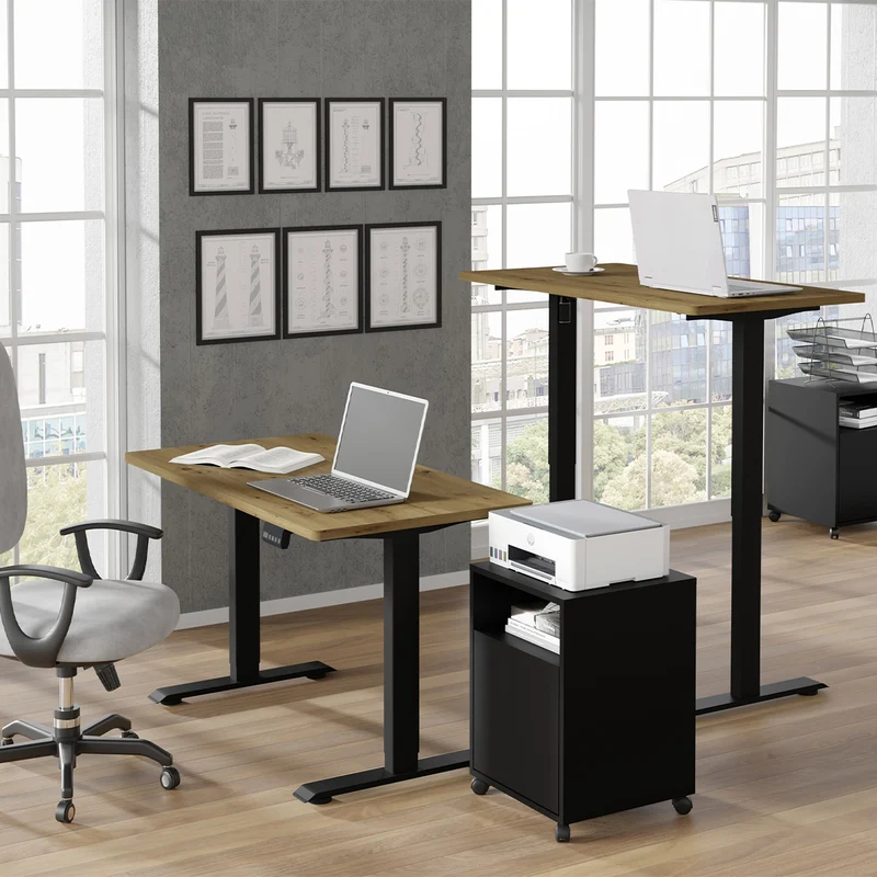 Bureau électrique 120 cm Ergo Bois et Noir