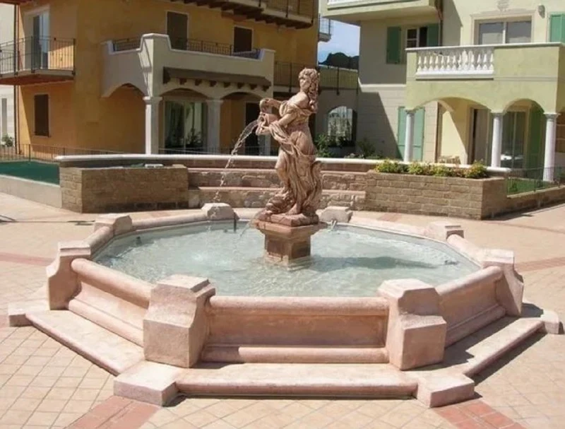 Casa Padrino Barock Garten Deko Springbrunnen Braun Ø 482 x H. 200 cm - Made in Italy